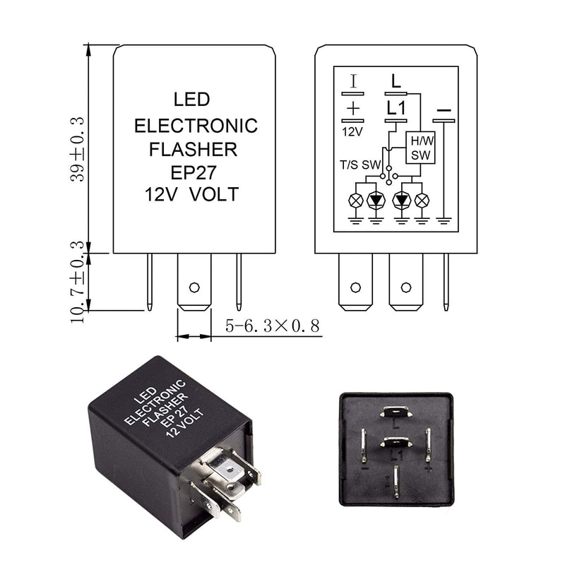 5PIN EP27 Electric Flasher Relay: Anti Hyper Flash For Ford Mustang Per-Accurate Incorporation