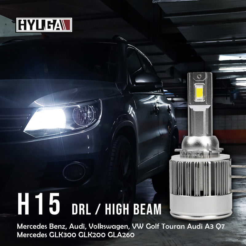H15 LED High Beam Headlight DRL Plug & Play HYUGA Decoded Ford VW KUGA MAZDA AUDI PA LED BULB - HYUGA