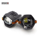 HYUGA Motorcycle Fog Light Auxiliary Lights with Horizontal Cutoff Line, Three Light Colors (White, Yellow), Simultaneous High and Low Beam, Multi-Mode Flashing, Independent Switch (Pack of 2) HYUGA LED BULB