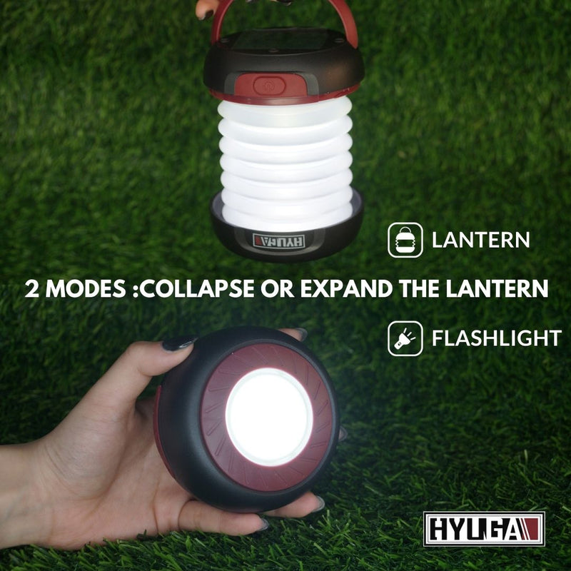 Portable LED Camping Light With Rechargeable Battery & Hanging Hook – Water Bottle Adapter For Tent, Hiking, Emergency (Red)