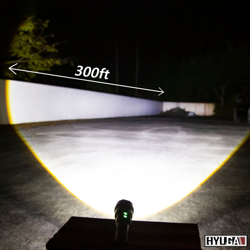 PX6 Tactical Flashlight Ultra Bright Zoomable LED Torch, Military-Grade Aluminum, Emergency Lighting Power Bank HYUGA LED BULB