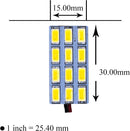 HYUGA 2x 12SMD 5630 White 6500K LED Panel Dome Board Light Auto Car Interior Bulb DC 12V-24V With T10 / BA9S / Festoon Adapters