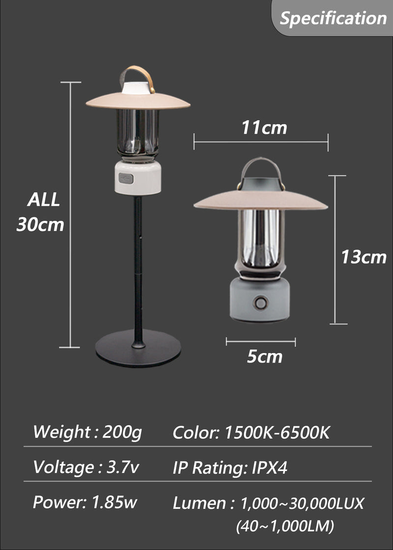 L-99 LED Mini Camping Lantern IPX4, Type-C Rechargeable Lamp, 5 Modes,  Emergency Flashlight, Decoration, Outdoor Portable Light HYUGA (Grey)