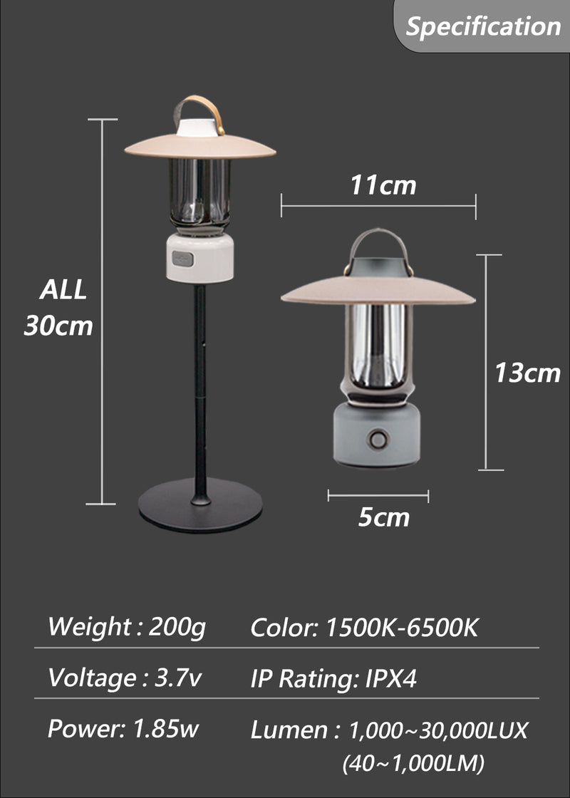 H11 3-in-1 multifunctional camping light, 3 colour temperatures