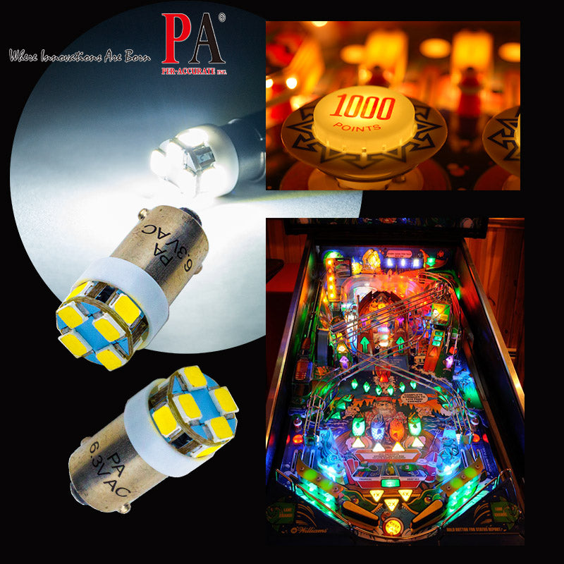 8SMD T10 Wedge #555 BA9S #44 #49 6.3V Arcade Pinball Machine Light Bul