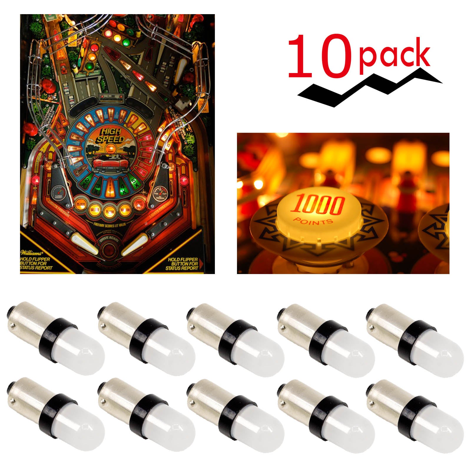 Pinball Light Design 10x LED Retro Bayonet Frosted Arcade Pinball Machine Light Bulb 2SMD B