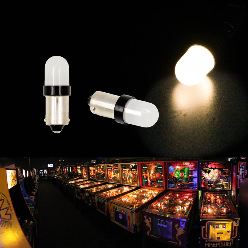 10x LED Retro Bayonet Frosted Arcade Pinball Machine Light Bulb 2SMD BA9S #44 #47 6.3V AC / DC Top View