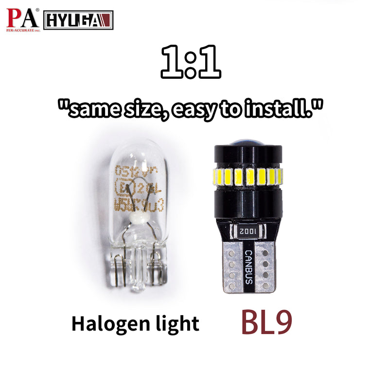 HYUGA BL9 T10 W5W 194 LED Bulb 6000K White 19SMD CANBUS Anti-Flicker for Interior Lamp License Plate Trunk light Plug and Play (Pack of 2) Per-Accurate Incorporation