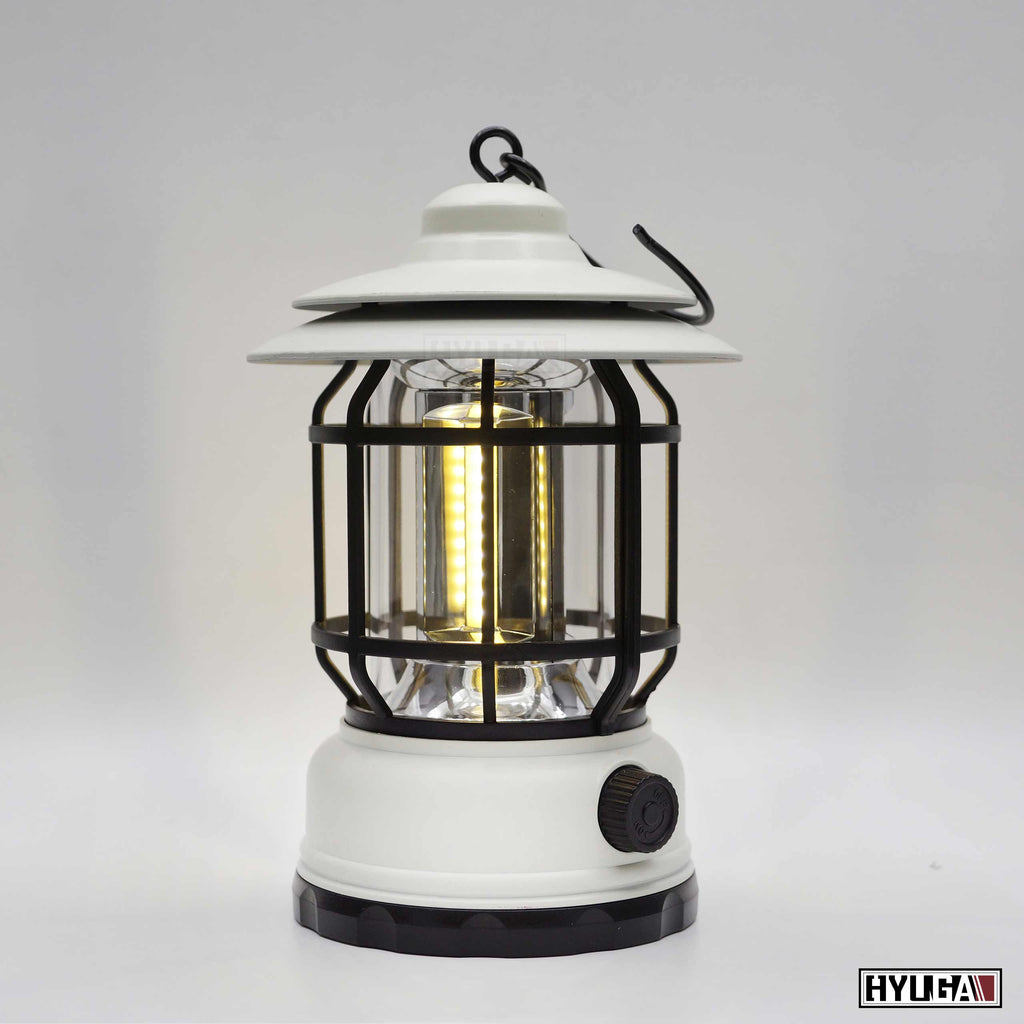 1pc White Battery-powered Vintage Camping Lantern, Outdoor Tent