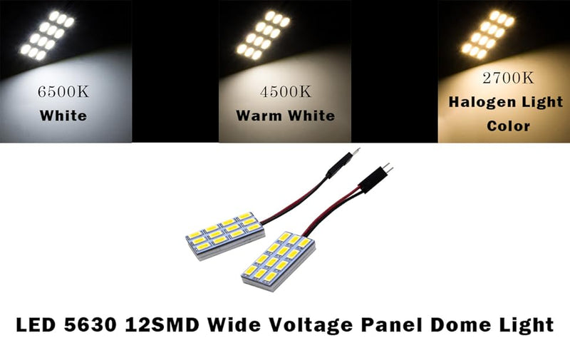 HYUGA 2x12SMD 5630 ホワイト 6500K LED パネル ドーム ボード ライト 自動車 室内灯 ルームランプ DC 12V-24V 5W T10 / BA9S / 168 / 194 /フェストゥーン アダプター付き