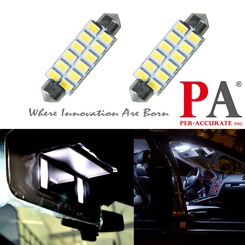 Fit For 1999 Ford Mustang GT 41MM 42MM custom LED Dome Rear Reading Light Bulb 12V | White (2 Bulbs) HYUGA LED BULB