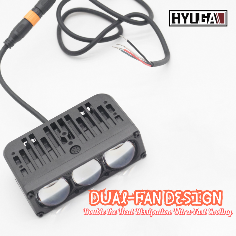 Triple-Projector Integrated LED Auxiliary Light with High/Low Beam – External Fog/Spot Lamp Hidden Mount Option HYUGA LED BULB