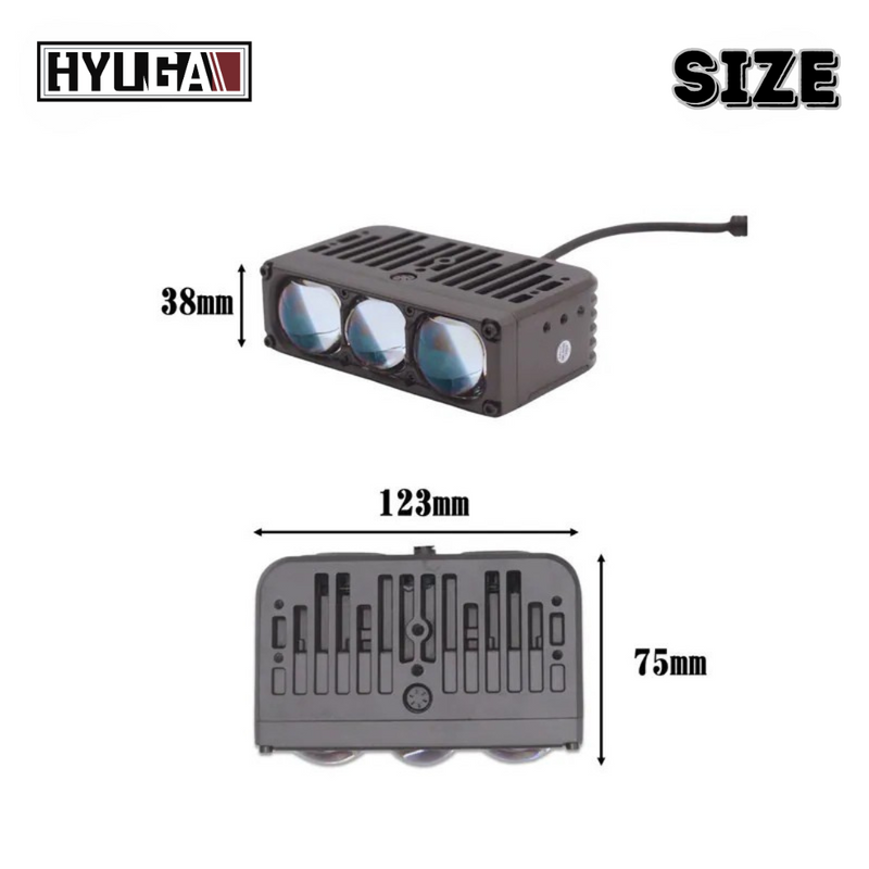 Triple-Projector Integrated LED Auxiliary Light with High/Low Beam – External Fog/Spot Lamp Hidden Mount Option HYUGA LED BULB