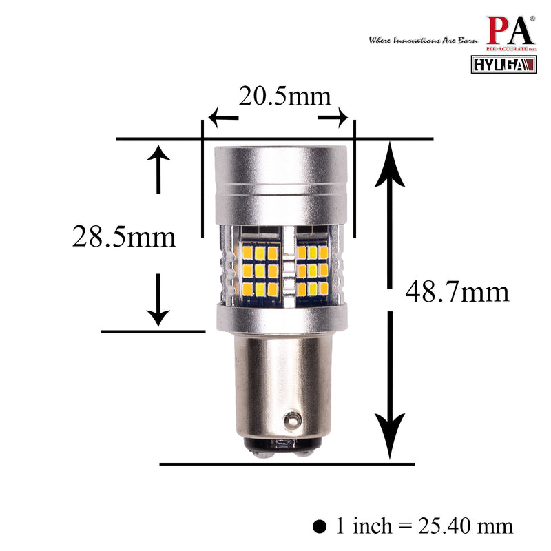 1157 2057 2357 7528 LED Turn Signal Light Anti Hyper Flash CANBUS Error Free Switchback Dual Color Bulb White Amber BAY15D | G54 Series HYUGA (Pack of 2) PA LED BULB - HYUGA