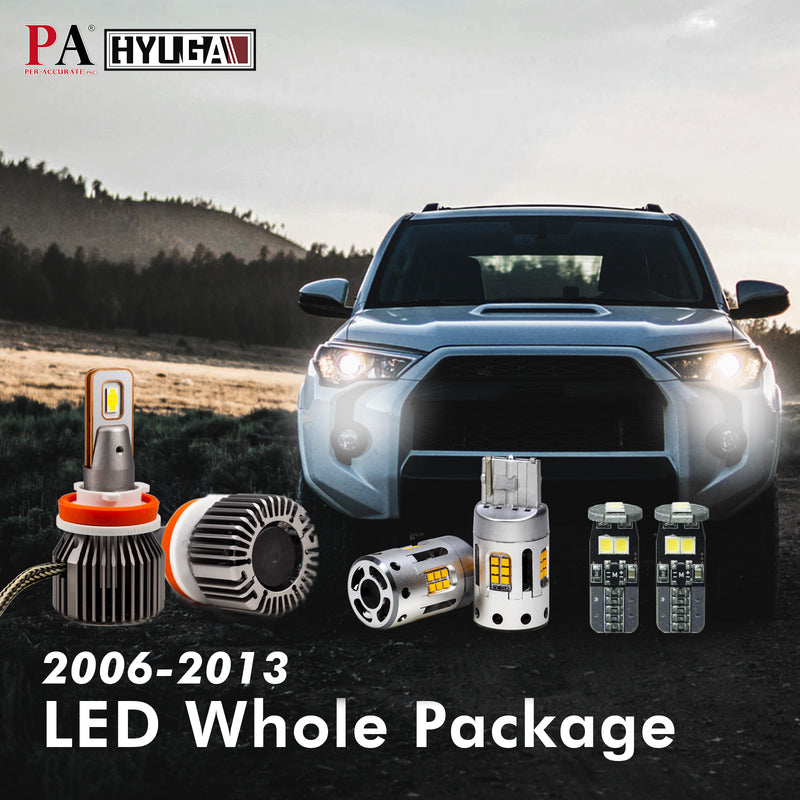 Compatible with 2006~2013 TOYOTA 4Runner Whole LED Replacement Package (low high beam headlight, fog light, turn signal, reverse light, interior light) Per-Accurate Incorporation