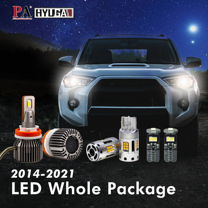 Compatible with 2014-2020 TOYOTA 4Runner Whole LED Replacement Package (low high beam headlight, fog light, turn signal, interior light...) Per-Accurate Incorporation