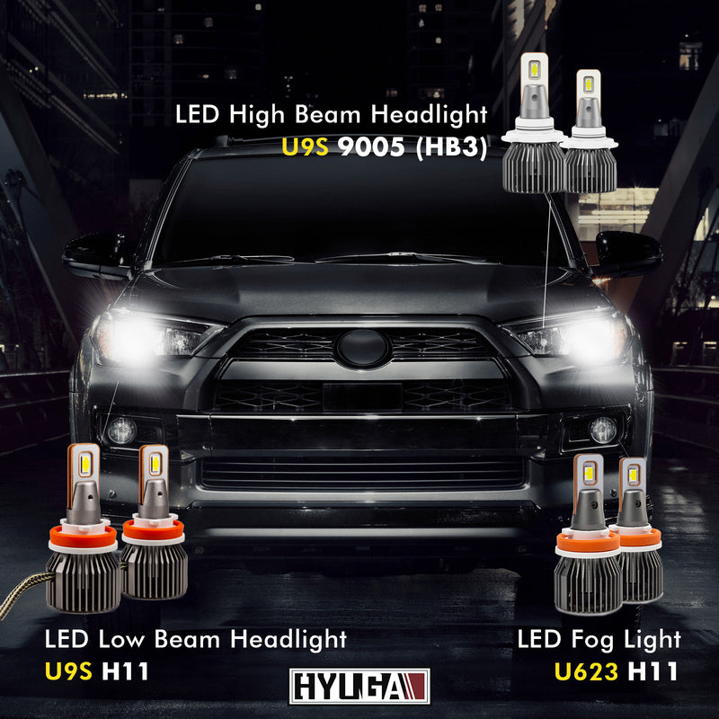 Compatible with 2014-2020 TOYOTA 4Runner Whole LED Replacement Package (low high beam headlight, fog light, turn signal, interior light...) Per-Accurate Incorporation