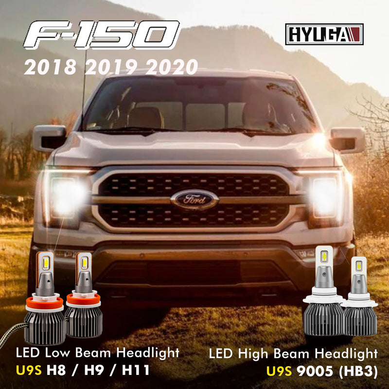 2018 2019 2020 Ford F-150 LED Whole Replacement Package (High Beam Low Beam Headlight, License Plate, Cargo Light, Brake Light, Front Side Marker) Per-Accurate Incorporation
