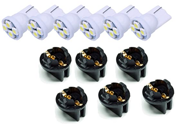 20-Pack LED Instrument Panel Bulbs – T10 BA9S 168 1816 194 For Dash, Dome, License Plate (6000K)