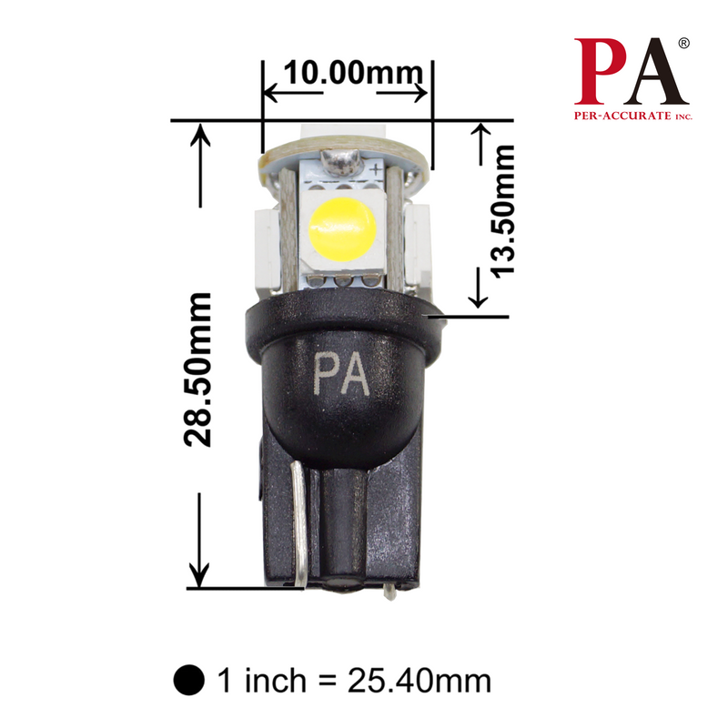 Auto T10 194 168 5SMD 5050 LED Light Bulb 12V Current Fixed for Interior Map Dome Instrument Panel Trunk Backup License Plate Lamp PA LED BULB - HYUGA