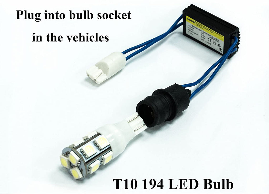 T10 T15 194 921 LED Bulb Load Resistor Wiring Adapter Decoder, Pack of 2