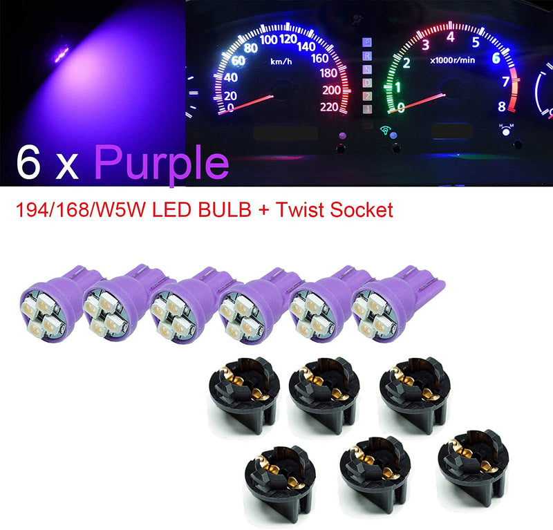 T10 #168 #194 12V LED instrument Panel Dash Cluster Light Bulb with 1/2" Twist Lock Socket