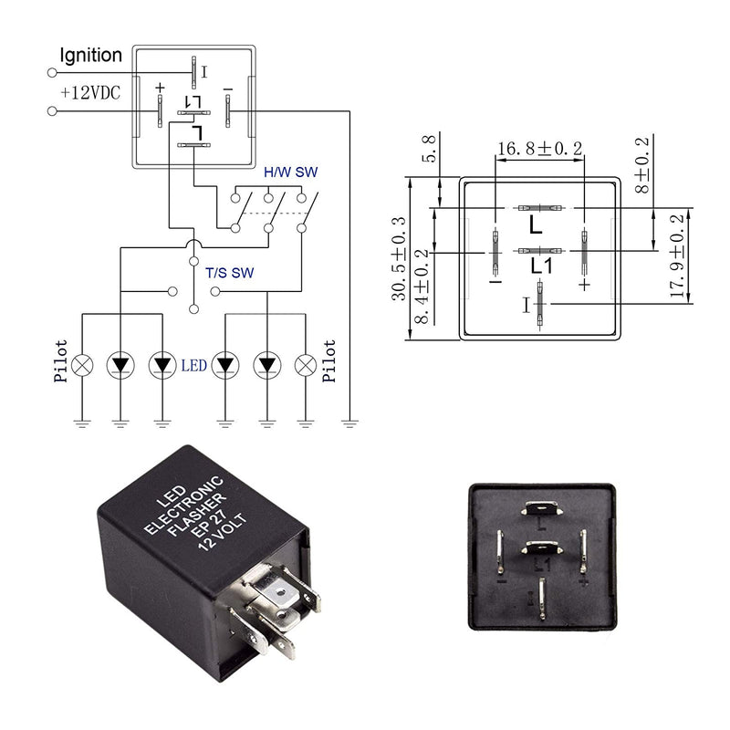 5PIN EP27 Electric Flasher Relay: Anti Hyper Flash For Ford Mustang Per-Accurate Incorporation