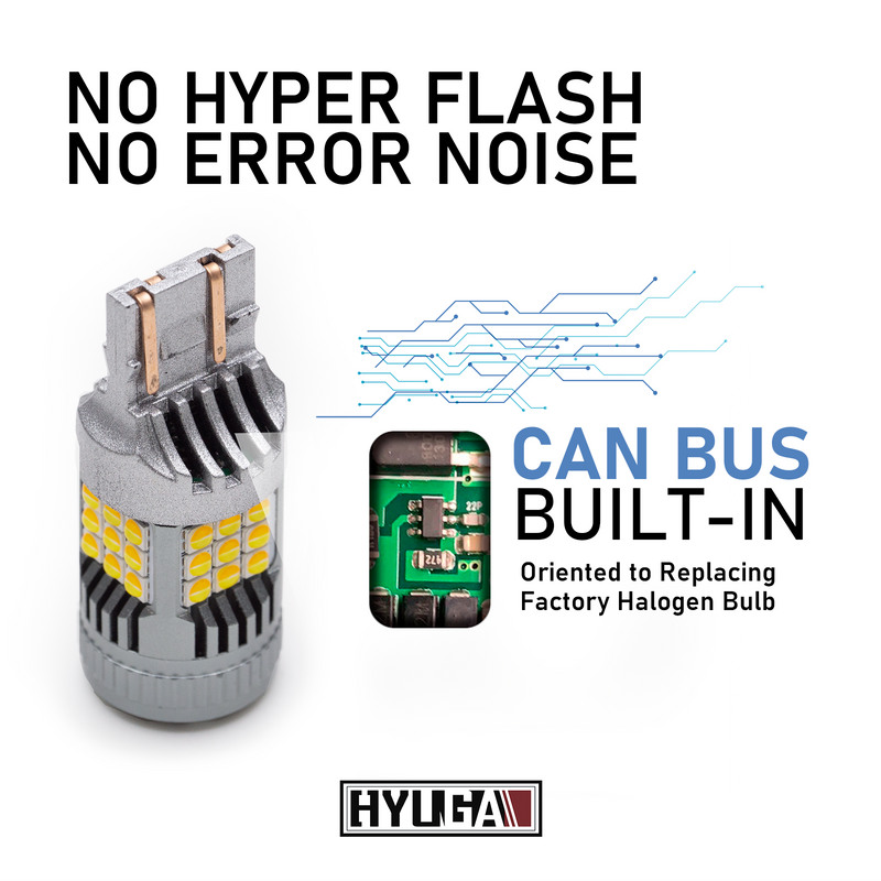 7440 W21W CAN-BUS Anti Hyper Flash LED Turn Signal Lights, Amber