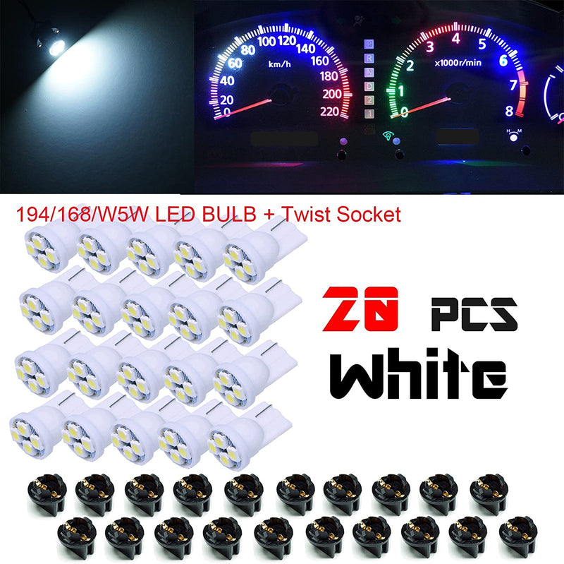 T10 #168 #194 12V LED instrument Panel Dash Cluster Light Bulb with 1/2" Twist Lock Socket