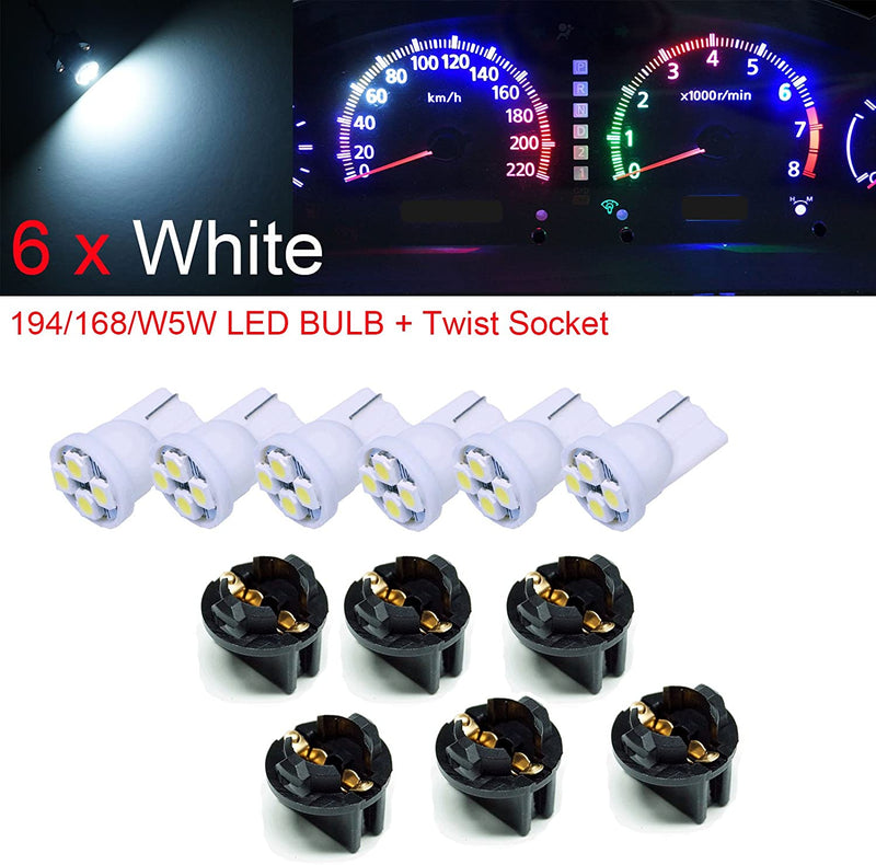 T10 #168 #194 12V LED instrument Panel Dash Cluster Light Bulb with 1/2" Twist Lock Socket