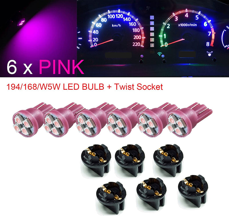 T10 #168 #194 12V LED instrument Panel Dash Cluster Light Bulb with 1/2" Twist Lock Socket