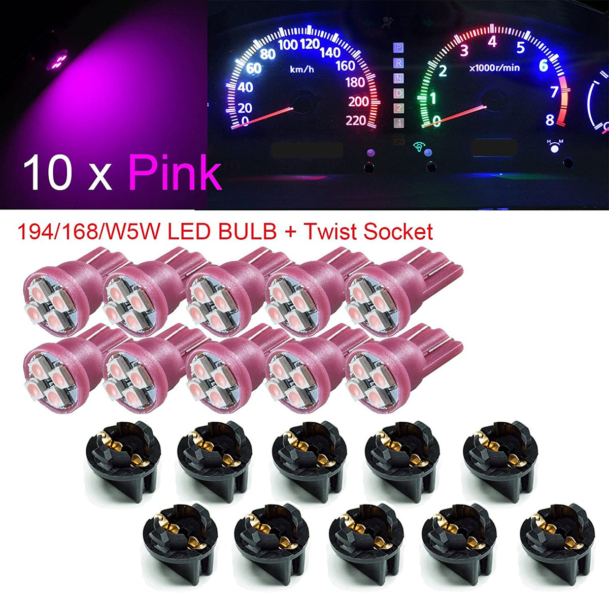 T10 #168 #194 12V LED Instrument Panel Dash Cluster Light Bulb With 1