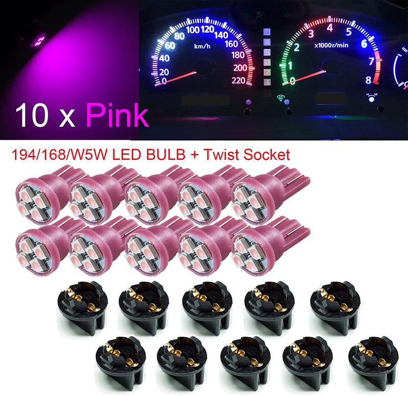 T10 #168 #194 12V LED instrument Panel Dash Cluster Light Bulb with 1/2" Twist Lock Socket