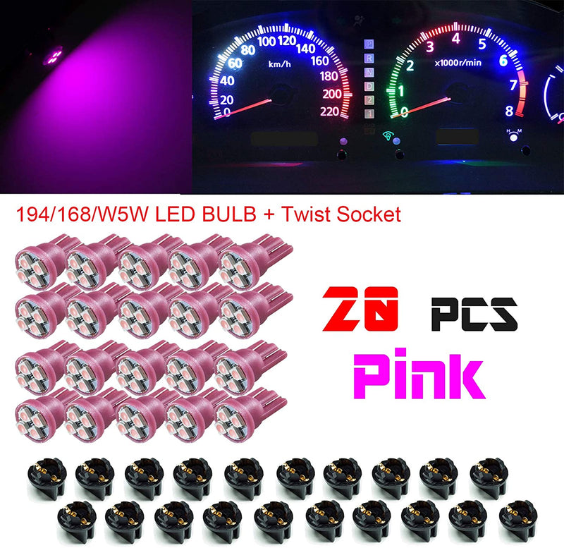 T10 #168 #194 12V LED instrument Panel Dash Cluster Light Bulb with 1/2" Twist Lock Socket