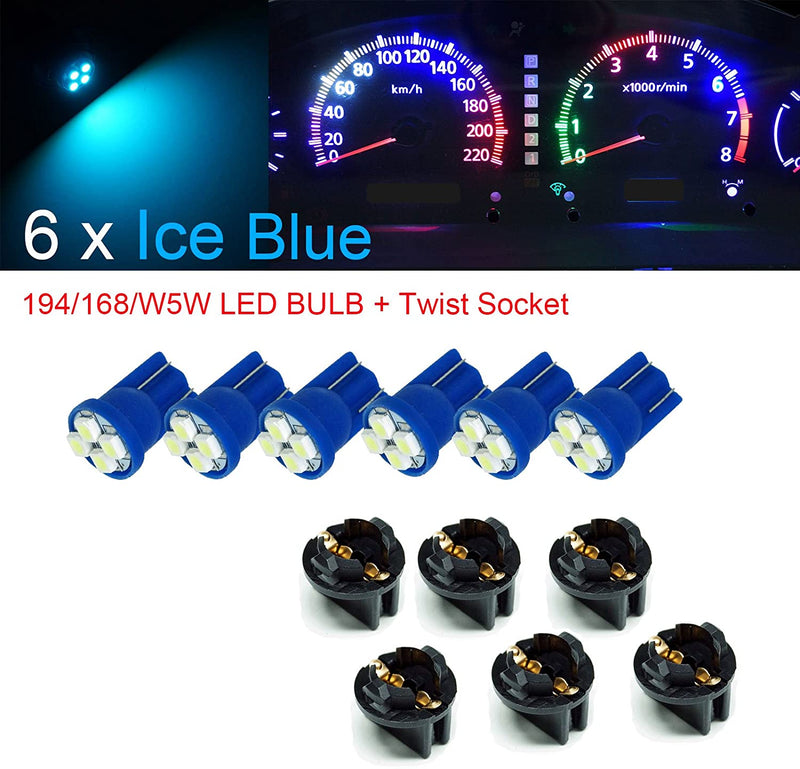 T10 #168 #194 12V LED instrument Panel Dash Cluster Light Bulb with 1/2" Twist Lock Socket