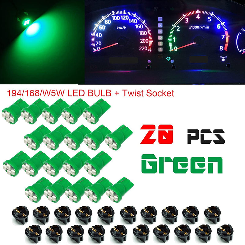 T10 #168 #194 12V LED instrument Panel Dash Cluster Light Bulb with 1/2" Twist Lock Socket