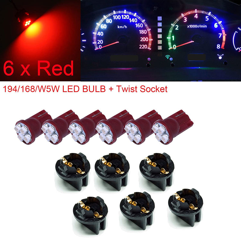 T10 #168 #194 12V LED instrument Panel Dash Cluster Light Bulb with 1/2" Twist Lock Socket