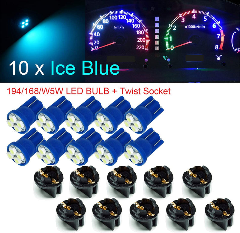 T10 #168 #194 12V LED instrument Panel Dash Cluster Light Bulb with 1/2" Twist Lock Socket