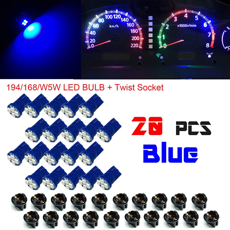 T10 #168 #194 12V LED instrument Panel Dash Cluster Light Bulb with 1/2" Twist Lock Socket