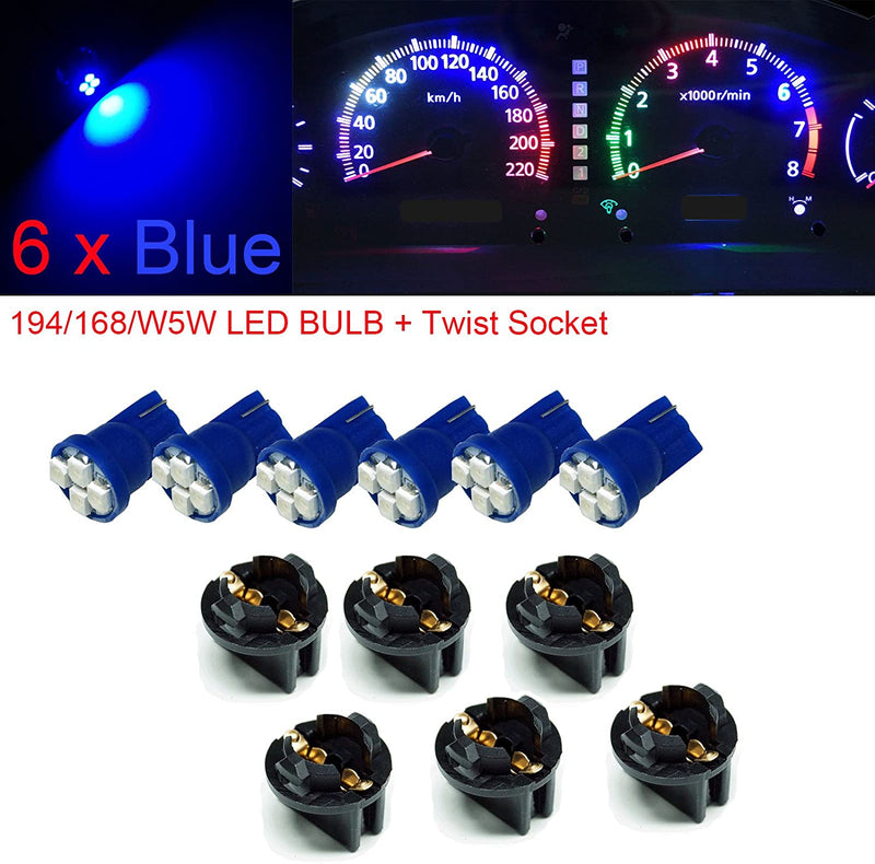 T10 #168 #194 12V LED instrument Panel Dash Cluster Light Bulb with 1/2" Twist Lock Socket