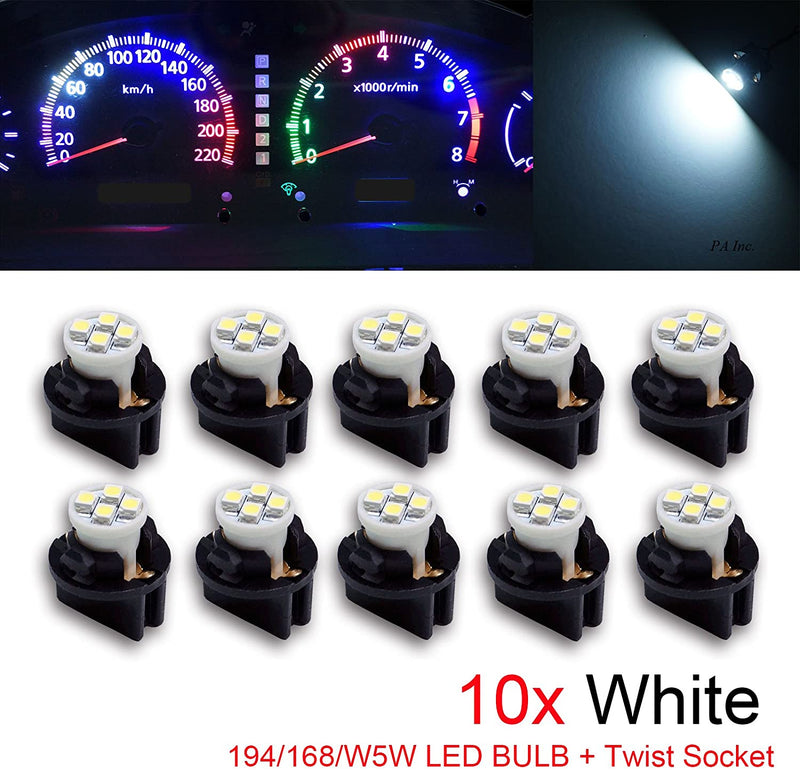 T10 #168 #194 12V LED instrument Panel Dash Cluster Light Bulb with 1/2" Twist Lock Socket