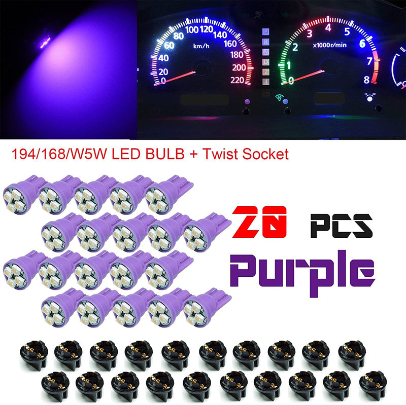 T10 #168 #194 12V LED instrument Panel Dash Cluster Light Bulb with 1/2" Twist Lock Socket