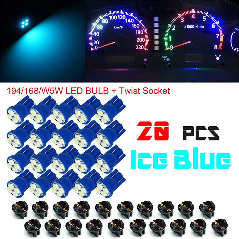 T10 #168 #194 12V LED instrument Panel Dash Cluster Light Bulb with 1/2" Twist Lock Socket