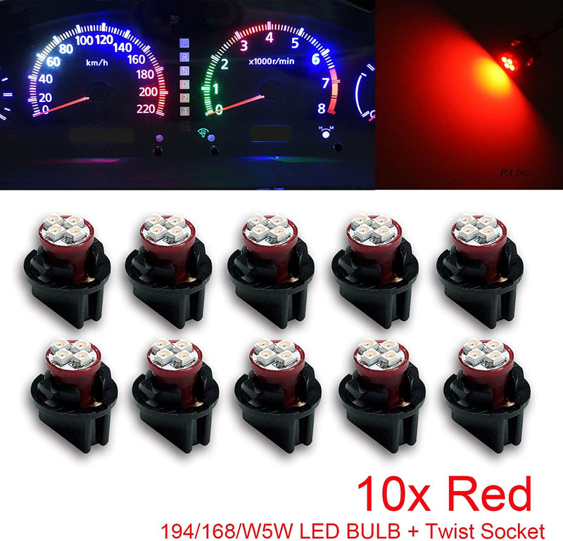 T10 #168 #194 12V LED instrument Panel Dash Cluster Light Bulb with 1/2" Twist Lock Socket