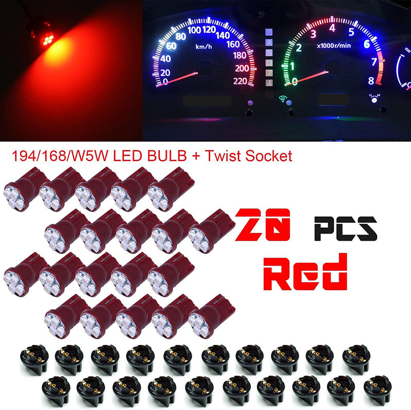 T10 #168 #194 12V LED instrument Panel Dash Cluster Light Bulb with 1/2" Twist Lock Socket