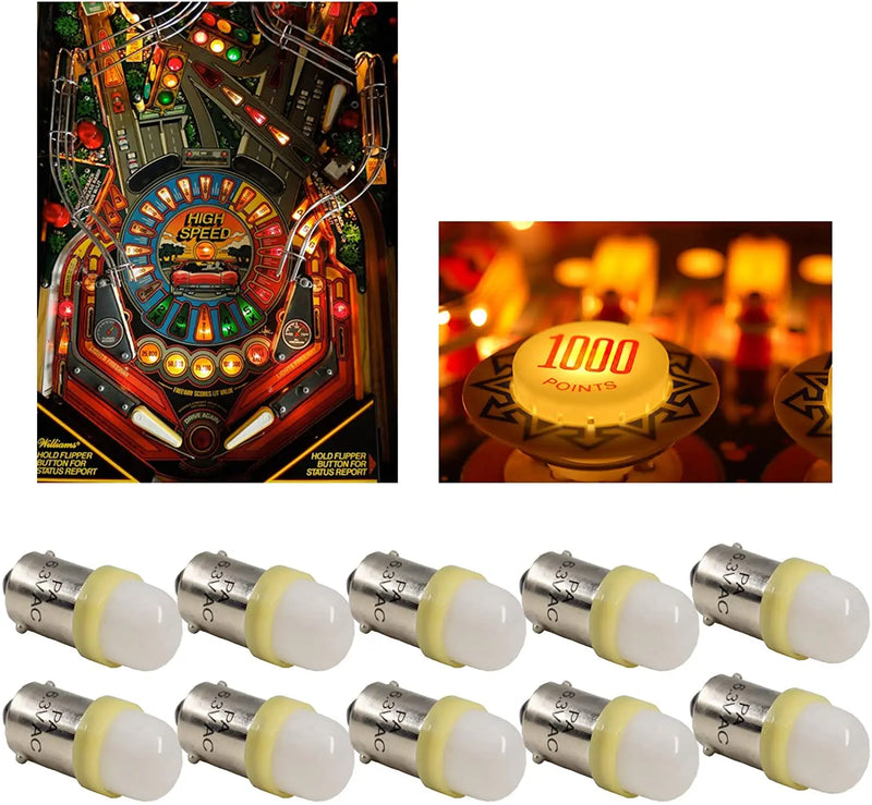 LEDバヨネットフロストアーケードピンボールマシン電球 2SMD BA9S #44 #47 6.3V AC / DC トップビュー (10個：ノーマル)