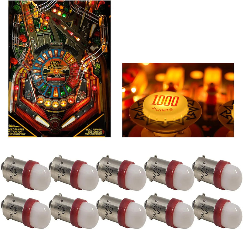 LEDバヨネットフロストアーケードピンボールマシン電球 2SMD BA9S #44 #47 6.3V AC / DC トップビュー (10個：ノーマル)