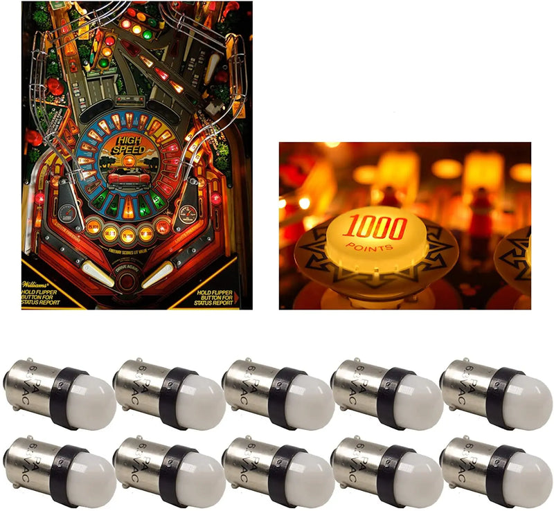 LEDバヨネットフロストアーケードピンボールマシン電球 2SMD BA9S #44 #47 6.3V AC / DC トップビュー (10個：ノーマル)