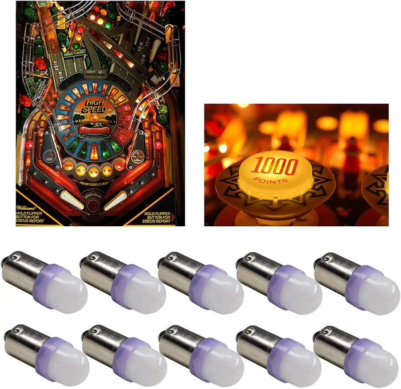 LEDバヨネットフロストアーケードピンボールマシン電球 2SMD BA9S #44 #47 6.3V AC / DC トップビュー (10個：ノーマル)