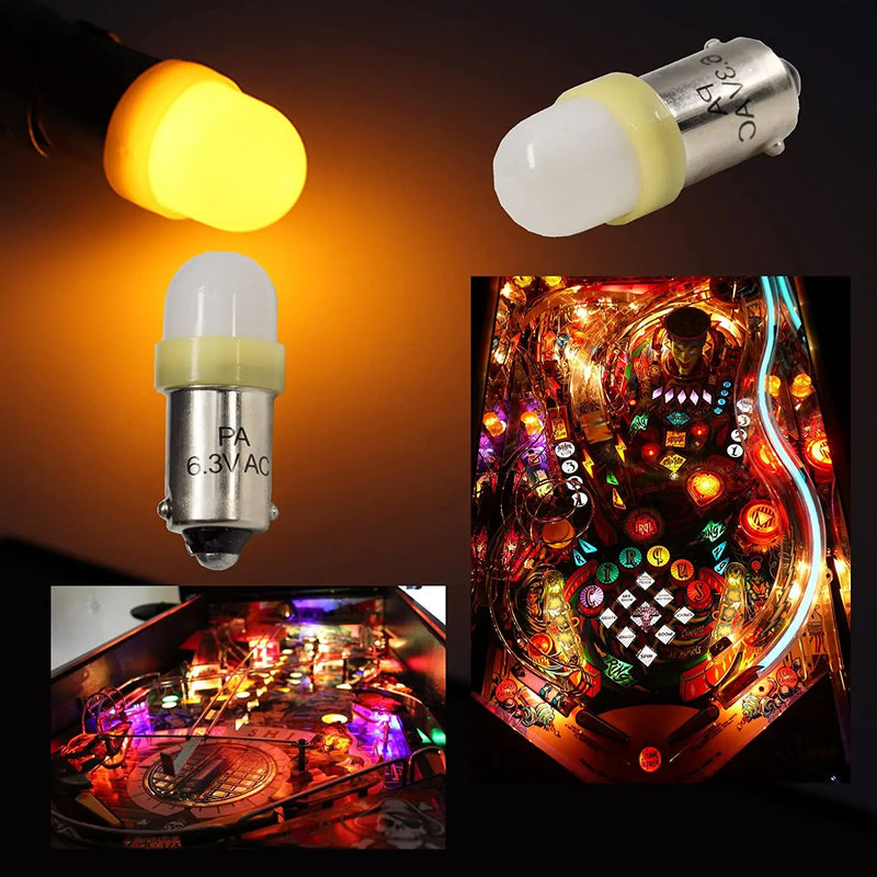 LEDバヨネットフロストアーケードピンボールマシン電球 2SMD BA9S #44 #47 6.3V AC / DC トップビュー (10個：ノーマル)